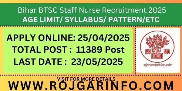 Bihar BTSC Staff Nurse Recruitment 2025