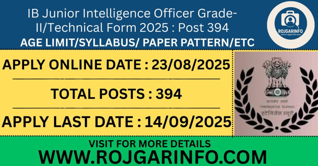 IB Junior Intelligence Officer Grade II Form 2025