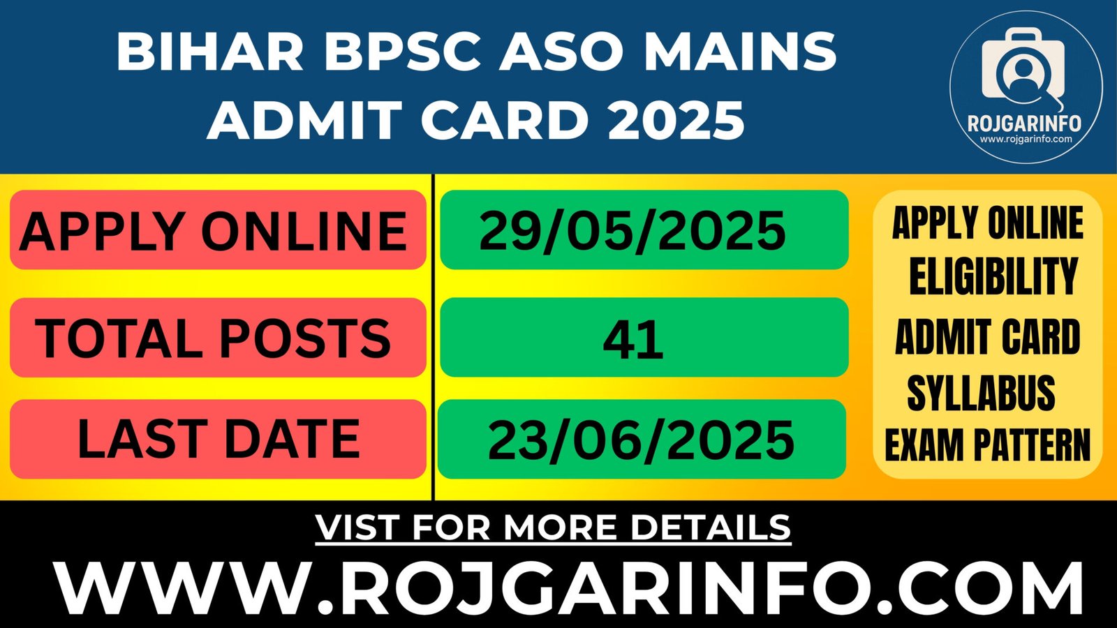 Bihar BPSC ASO Mains Admit Card 2025