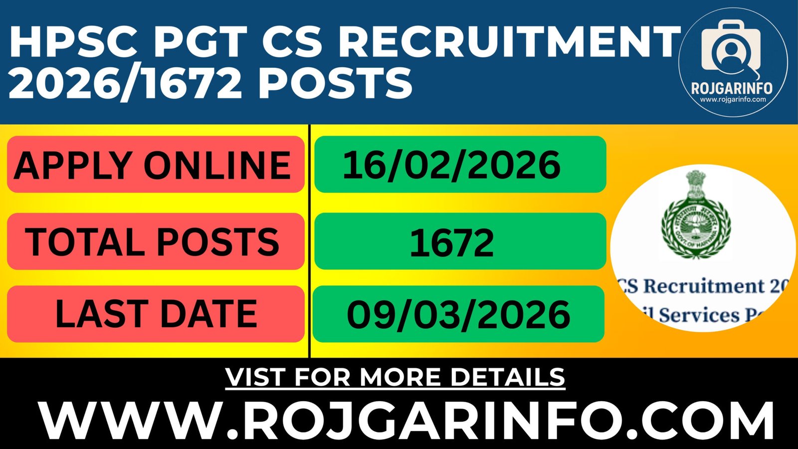 HPSC PGT CS Recruitment 2026
