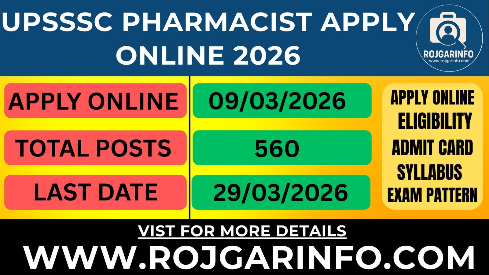 UPSSSC Pharmacist Apply Online
