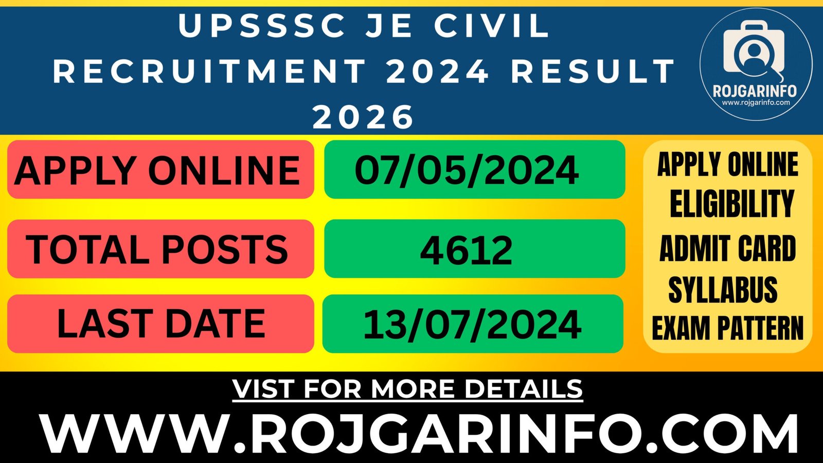 UPSSSC JE Civil Recruitment 2024 Result 2026