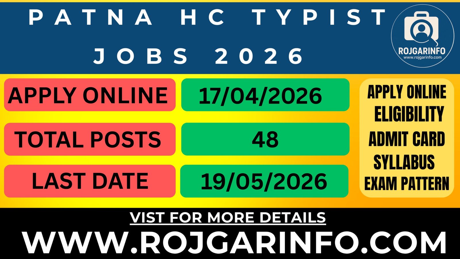 Patna HC Typist Jobs 2026