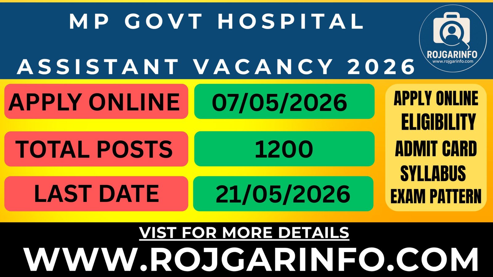 MP Govt Hospital Assistant Vacancy 2026