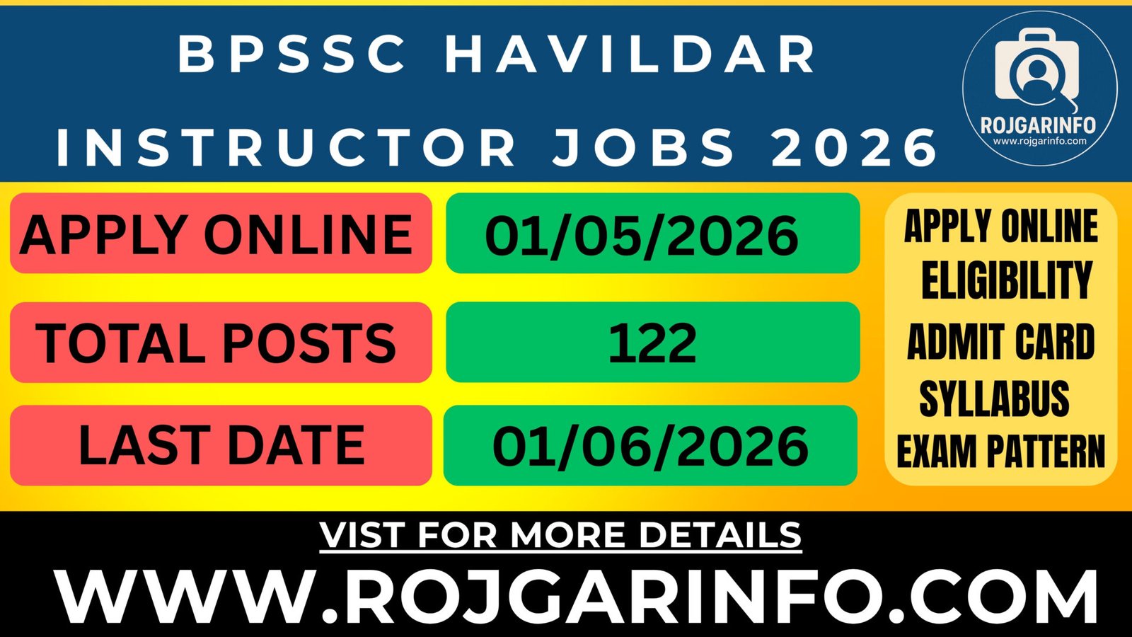 BPSSC Havildar Instructor Jobs 2026