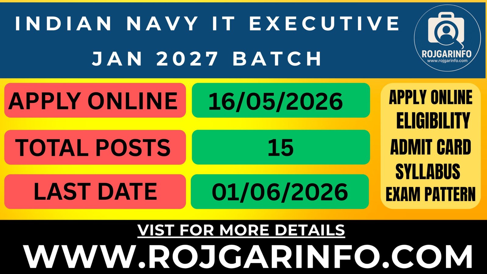 Indian Navy IT Executive Jan 2027 Batch