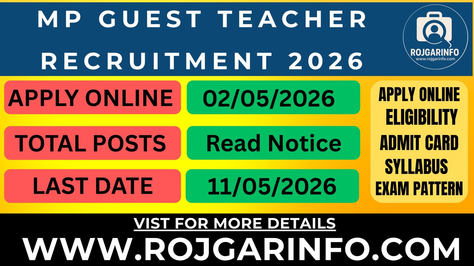 MP Guest Teacher Recruitment 2026