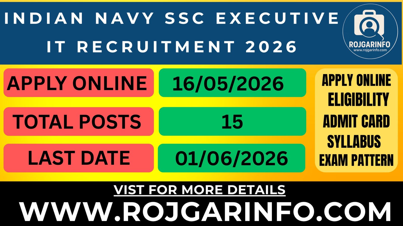 Indian Navy SSC Executive IT Recruitment 2026