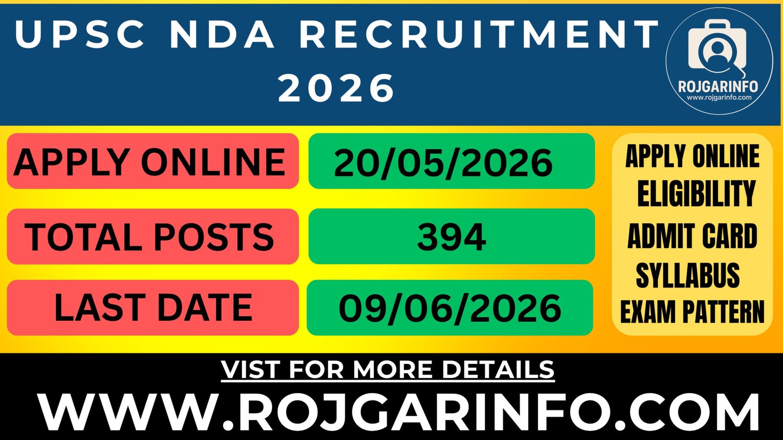 UPSC NDA Recruitment 2026