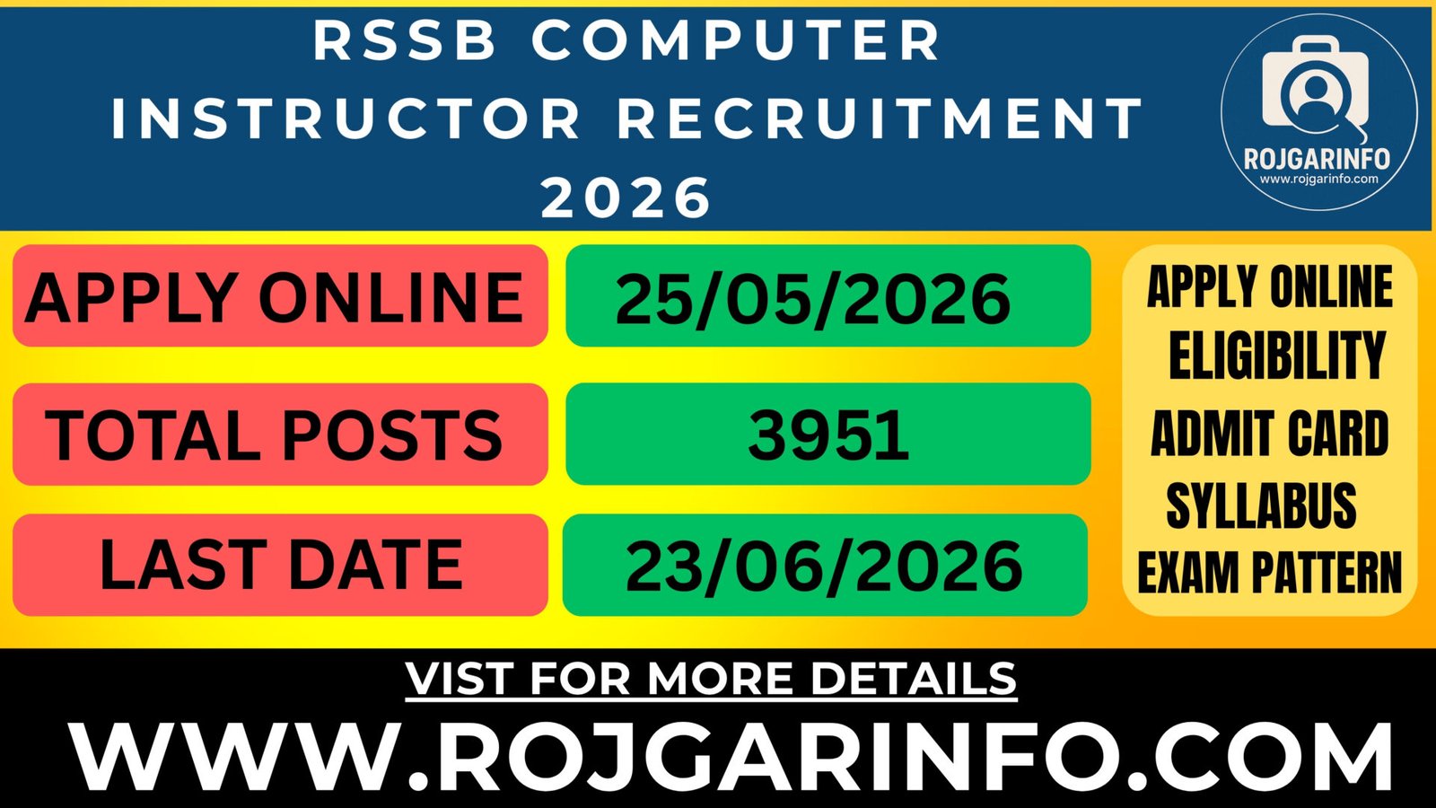 RSSB Computer Instructor Recruitment 2026