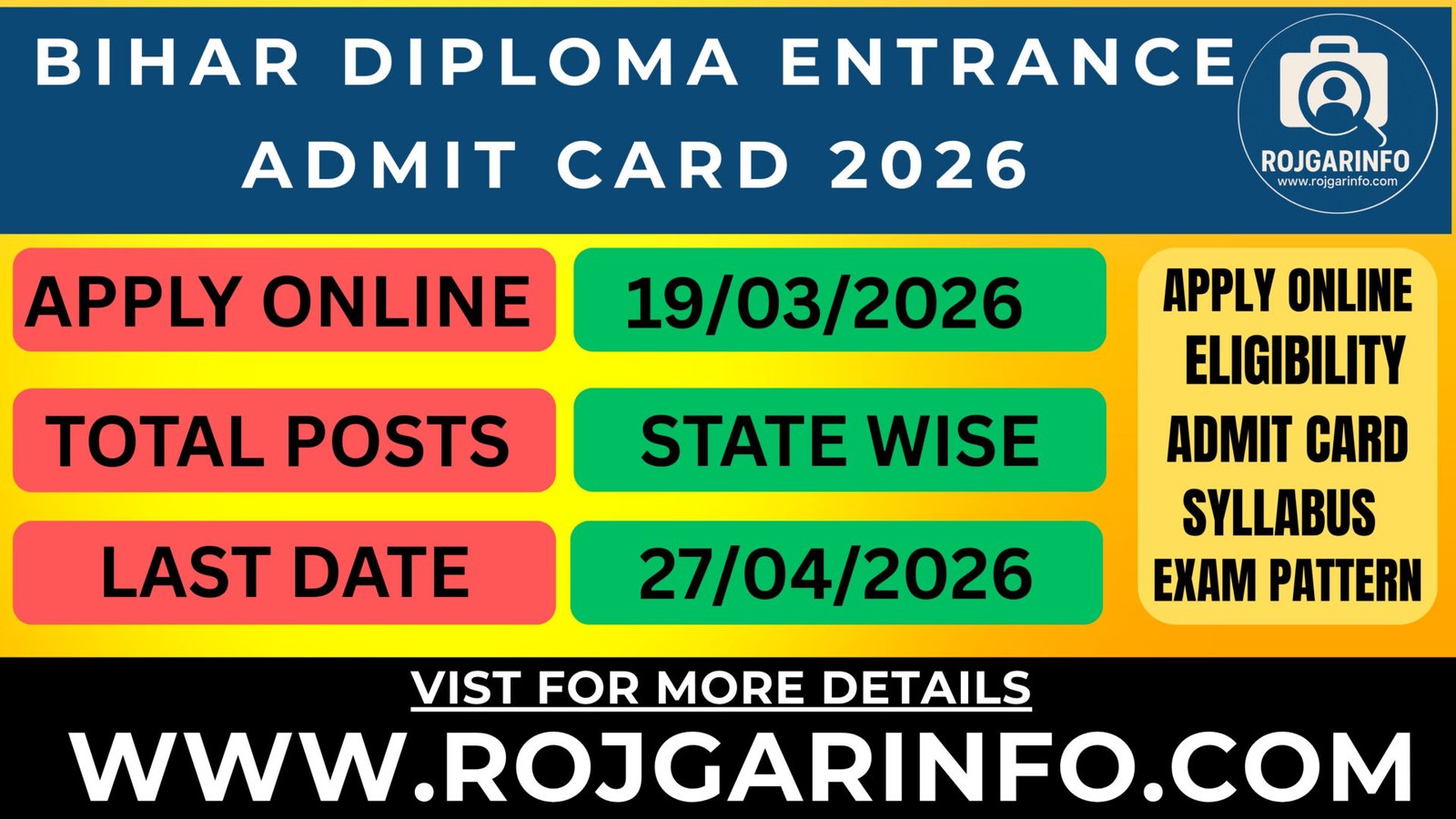 Bihar Diploma Entrance Admit Card 2026