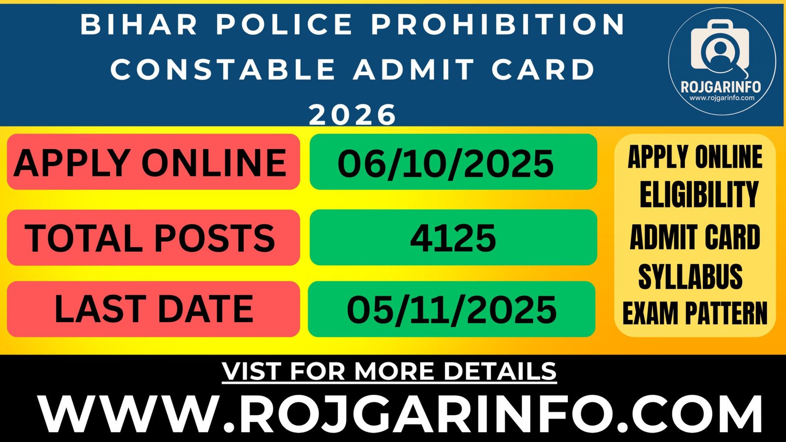Bihar Police Prohibition Constable Admit Card 2026