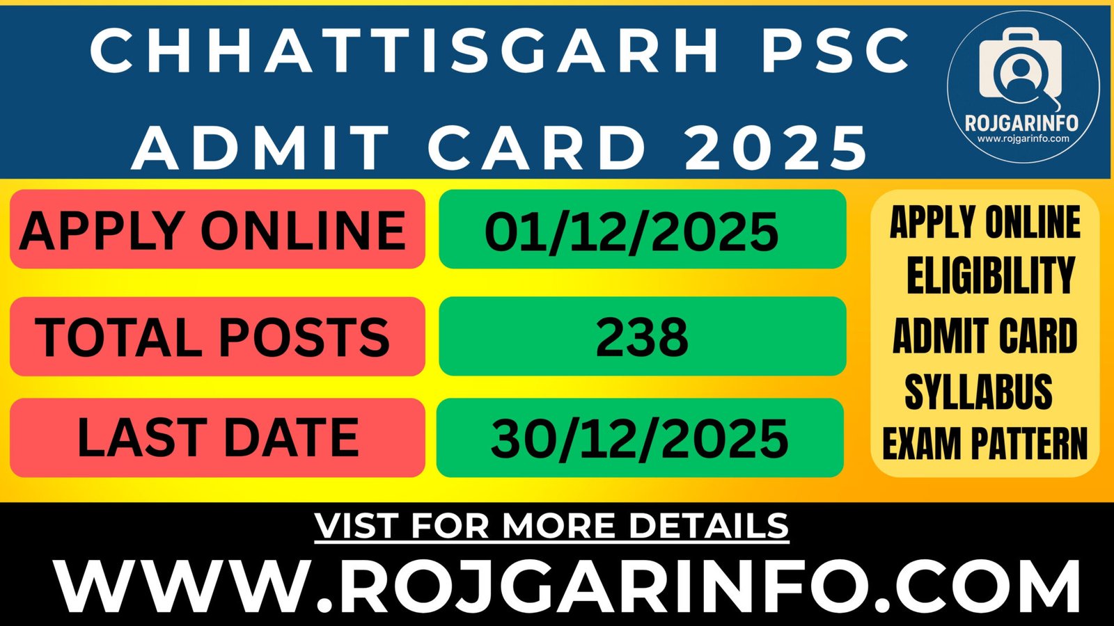 Chhattisgarh PSC Admit Card 2025