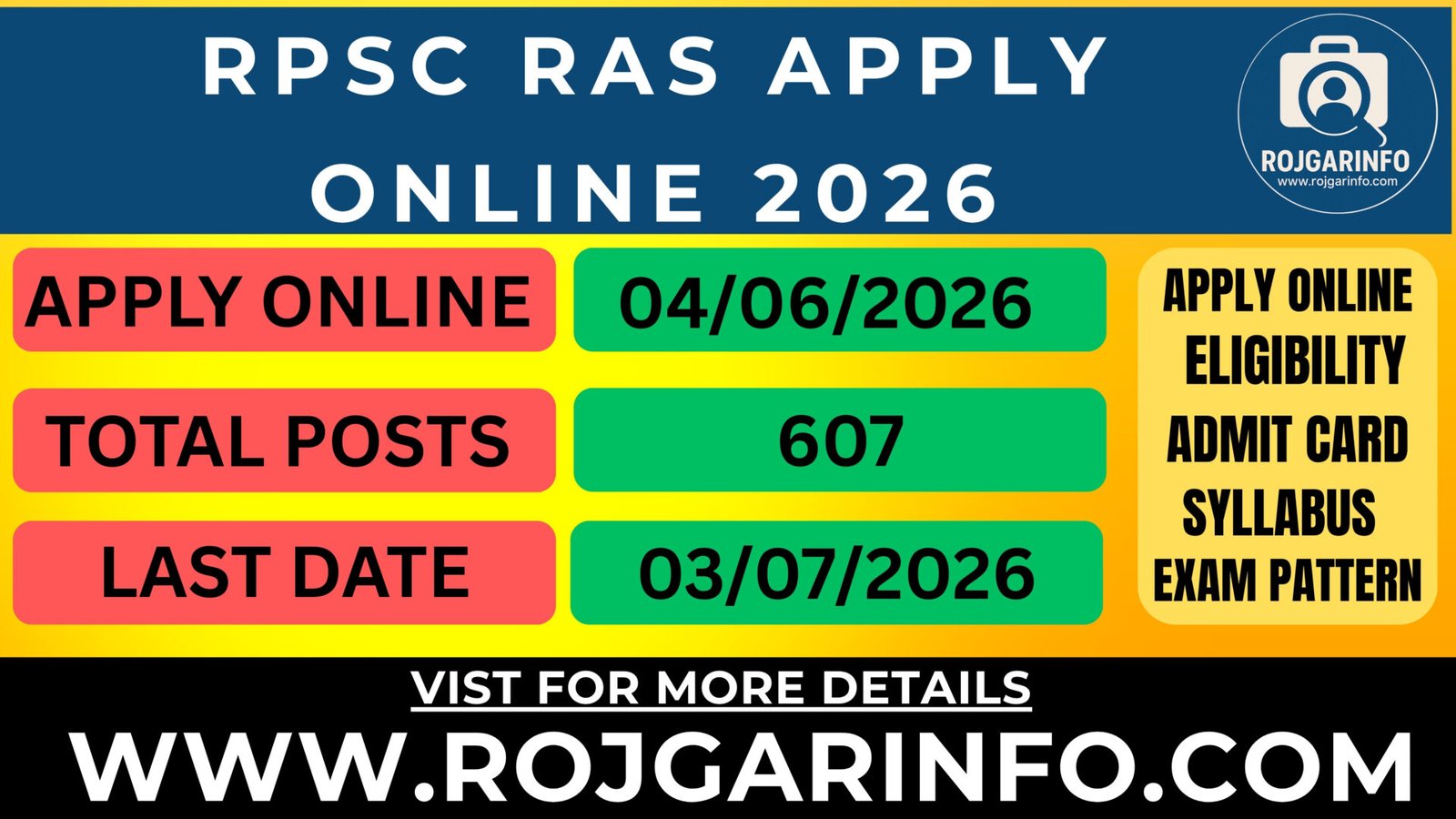 RPSC RAS Apply Online 2026